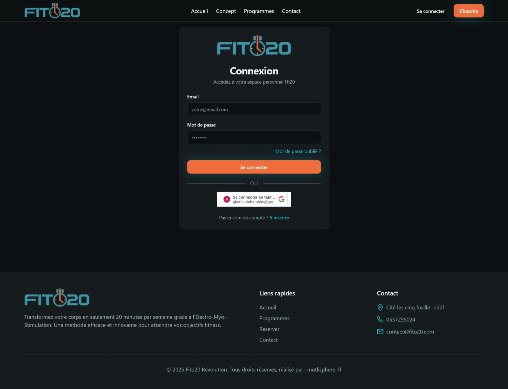 Plateforme de réservation – Fitness EMS - 2